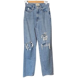 Madewell Baggy Straight Distressed Jeans Blue Size 25